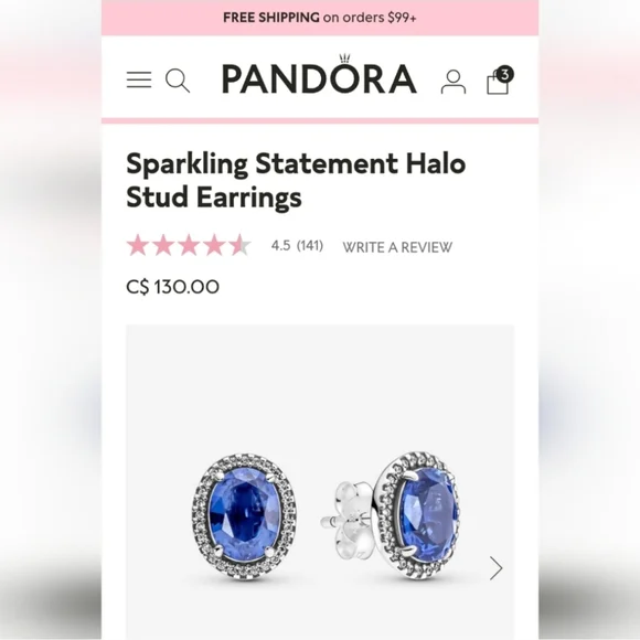 Pandora halo stud earrings - Picture 2 of 3